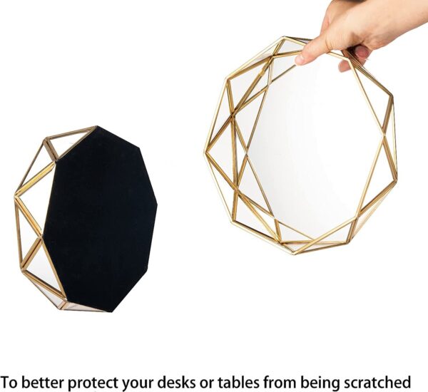 Geometric Round Mirror Tray 10×9.5×2.1″ - Image 2