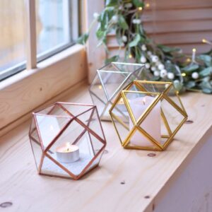 Geometric Brass & Glass Succulent Terrarium – Modern Desktop Decor & Planter