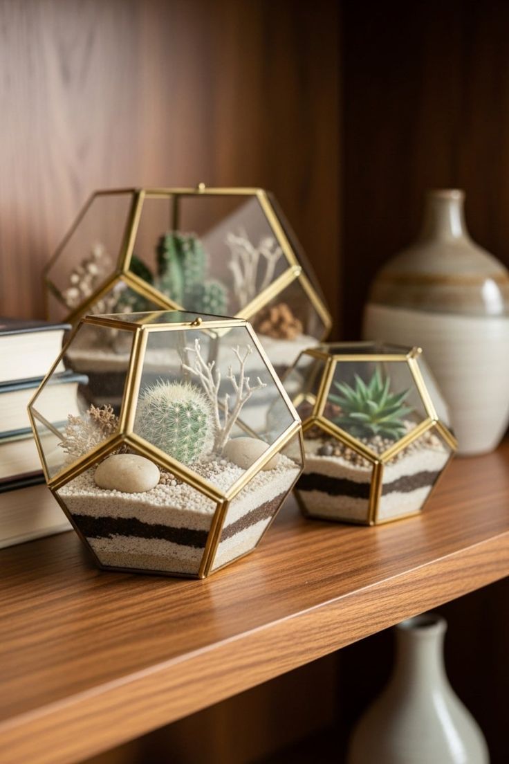 Intricate Brass Filigree Glass Box with Geometric Medallion - Image 3